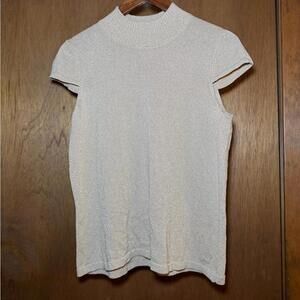 Vtg Sharon Young Sparkling Cream Short Sleeve Top